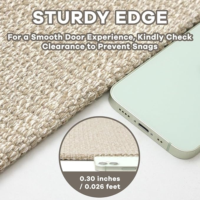 EARTHALL Washable Runner Rug 2x7 Ft Non Slip Runners for Hallways Cotton Rubber Backed Kitchen Runner Braided Indoor Floor Carpet Runners for Entryway, Hallway, Kitchen, Bedroom, Send/Beige
