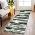 Modern Abstract Runner Rug 2x6, Forest Green Washable Kitchen Runner Non-Slip Soft Hallway Rug Runner Thin Print Faux Wool Carpet for Entryway Bedroom Laundry Room Indoor Home Decor