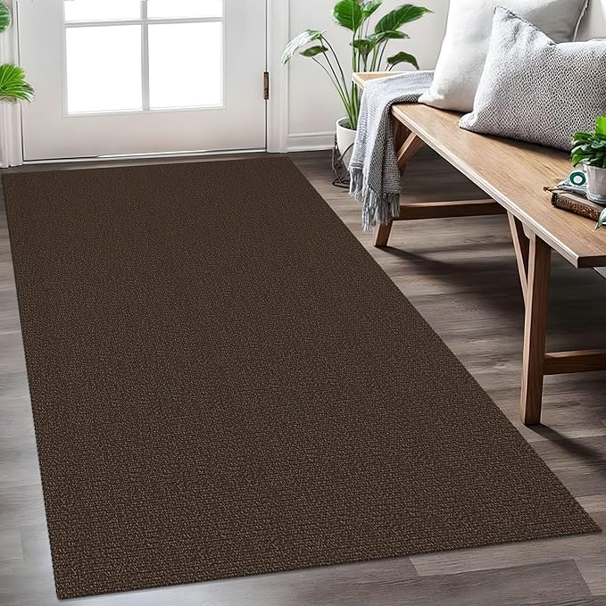 EARTHALL Washable Area Rug 3x5 Ft Non Slip Rugs for Entryway, Braided Rubber Backed Throw Rugs Door Mat Indoor Outdoor Entrance, Cotton Woven Carpet for Kitchen Foyer Front Door, Brown/Coffee