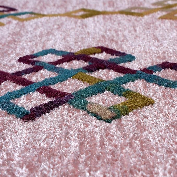 Alfa Rich 7x10 Light Pink Washable Area Rugs for Living Room Bedroom Kitchen Girls Decor Cotton Rug