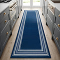 Beverly Rug Non Slip Area Rugs 2x5 Modern Bordered Non Skid Rubber Backing Soft Runner Rug for Living Dining Room Easy to Clean Non Shedding Kitchen Bedroom Indoor Carpet 2 x 5 Navy