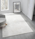 Adel Modern Area Rug for Living Room, 8x10 Rustic Distressed Abstract Large Cream Neutral Rug, Medium Pile Stain Resistant Carpet for Bedroom, Dining Room or Kitchen (8' x 10', Cream)