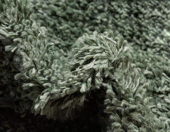 Unique Loom Davos Shag Collection Area Rug - Solid (3' 3" x 5' 3" Oval, Sage)
