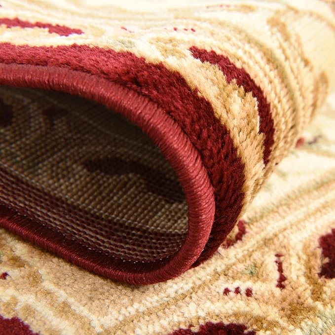 Unique Loom Versailles Collection Traditional Classic Floral Motif Area Rug (7' 11 x 7' 11 Octagon, Burgundy/Ivory)