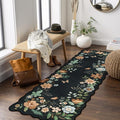 Lahome Floral Kitchen Runner, 2x5 Soft Washable Runner Rug Non Slip, Ultra-Thin Hallway Rug Stain Resistant Boho Carpet for ‎Laundry Bathroom Bedroom, Black/Grey