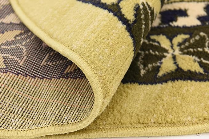 Unique Loom Taftan Collection Border Geometric Tribal Inspired Design Area Rug (8' 0 x 8' 0 Round, Gold/ Gray)
