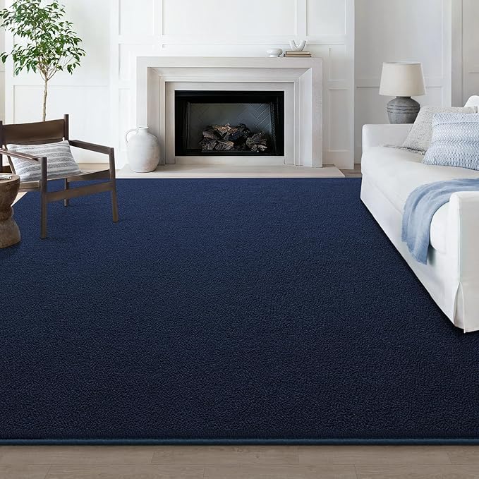 Large Modern Area Rugs for Living Room Bedroom, 6x9 Feet Navy Blue Ultra Soft Solid Thickened Memory Foam Indoor Minimalist Carpets, Non-Slip Comfy Rugs for Boys Girls Nursery Kids Room Home Décor