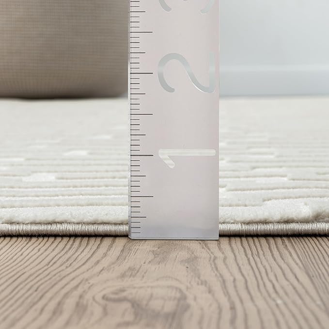 Abani Cream Area Rug for Living Room, Bedroom -Geometric Pattern - 4 x 6 -Durable & Easy to Clean