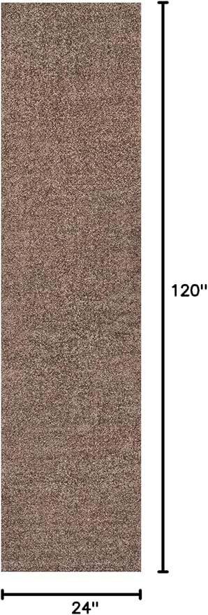 Eyely UES100J-210 Supersoft Haze Solid Low-Pile Indoor Runner Rug Casual;Contemporary;Solid;Traditional, Bedroom, Kitchen, Living Room, Easy-Cleaning, Non-Shedding, 2 X 10, Brown