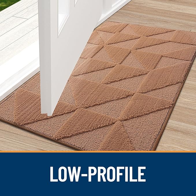 OLANLY Door Mats Indoor, Non-Slip, Absorbent, Dirt Resist, Entrance Washable Mat, Low-Profile Inside Entry Doormat for Entryway (32x20 inches, Brown)