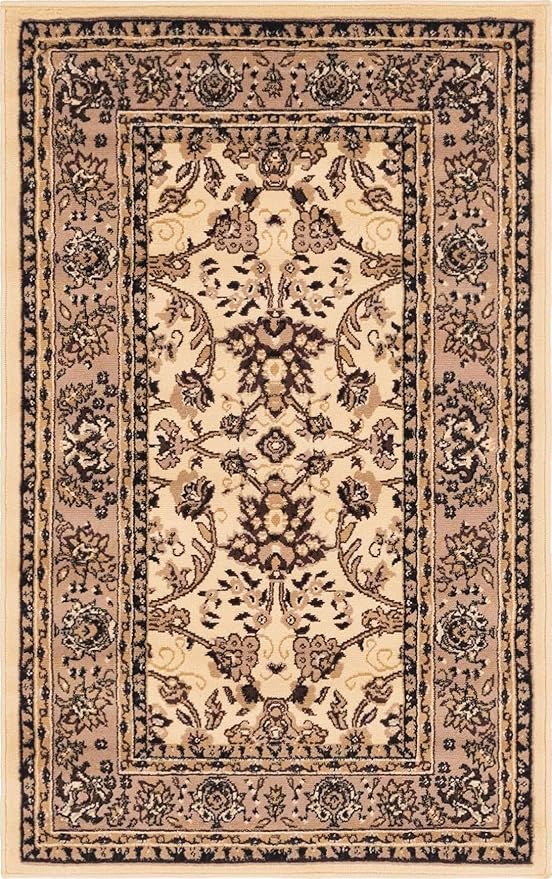 Unique Loom Sialk Hill Collection Area Rug - Washington (3' 3" x 5' 3" Rectangle Ivory/Black)