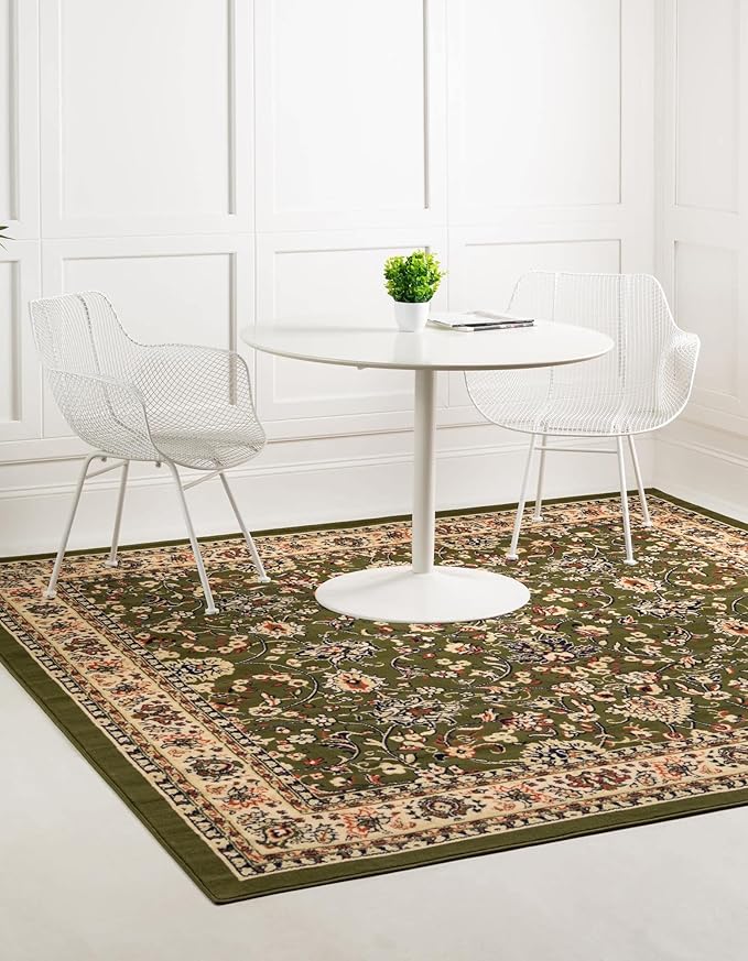 Unique Loom Sialk Hill Collection Area Rug - Washington (7' 10" Square Green/Hunter Green)