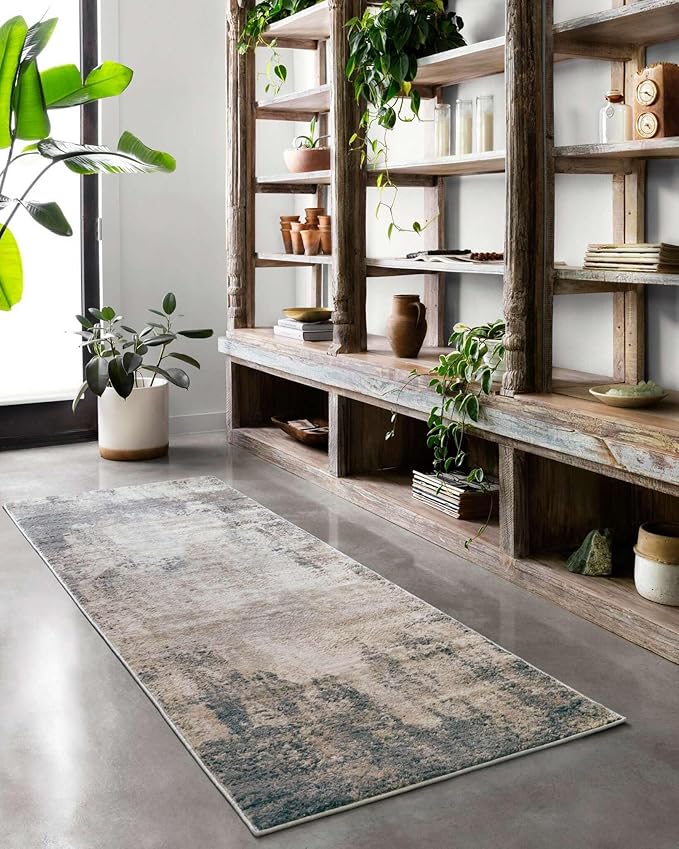 Loloi Teagan Collection TEA-08 Ivory/Mist 2'-8" x 4' Accent Rug, Large, Soft Neutral Rug, High-Traffic for Living Room, Bedroom, Home Office, Dining Area