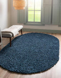 Unique Loom Davos Shag Collection Area Rug - Solid (3' 3" x 5' 3" Oval, Marine Blue)