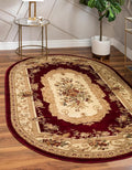 Unique Loom Versailles Collection Traditional Classic Floral Motif Area Rug (7' 11 x 10' 0 Oval, Burgundy/Ivory)
