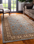 Unique Loom Voyage Collection Traditional Oriental Classic Intricate Design Area Rug (7' 0 x 10' 0 Rectangular, Light Blue/Gold)