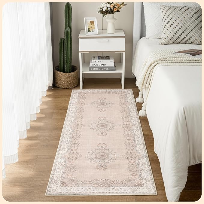 Istana Hallway Runner Rug 2x8 – Beige Entryway Rug -Silk's Soft Touch Runners for Hallways - Stylish Kitchen Runner Rug Non Slip