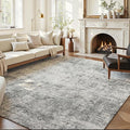 Area Rug 8x10 Washable Rug Light Grey for Living Room, Dining Room, Bedroom, Large Carpets, Non Slip & Non-Shedding Low Pile Vintage Print Rug for Home Office Decor