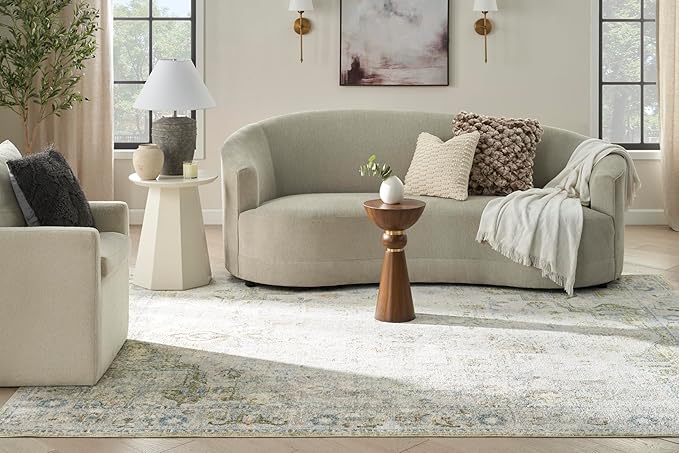 Nourison Home Astra Machine Washable Blue Green 7'10" x 10' Area Rug - Easy Clean, Non Shedding, Bed Room, Living Room, Dining Room, Kitchen (8' x 10')