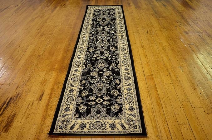 Unique Loom Sialk Hill Collection Area Rug - Washington (2' 7" x 10' Runner Black/Gray)