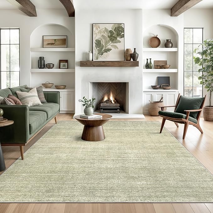 Valenrug Washable Rugs 4x6 - Stain Resistant 4x6 Area Rugs for Living Room, Non Slip Backing Printed Rugs for Bedroom, Folable Machine Washable Area Rug(4'x6', Green)