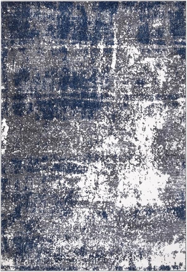 Keen Home Design Area Rugs - 10x14 Non-Shedding, Abstract Rugs for Kitchen, Living Room, Bedroom, Dining Room, Entryway - Size: 9'10" x 14', Navy/Grey/White