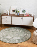 Unique Loom Isabella Collection Area Rug - Adjani (5' 1" Round, Green/ Ivory)