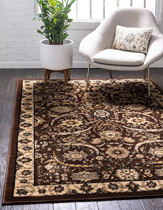 Unique Loom Espahan Collection Area Rug - Cape Cod (6' 1" x 9' Rectangle, Brown/ Beige)