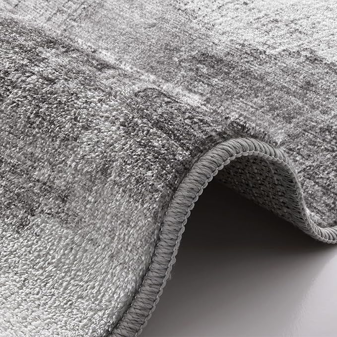 LUMI 5x8 Washable Area Rug for Living Room, Ultra Soft Modern Neutral Grey Rugs Non Slip with Rubber Backing, Low Profile, High Traffic, Stain Resistant Carpets, Ideal for Bedroom, Dining Room