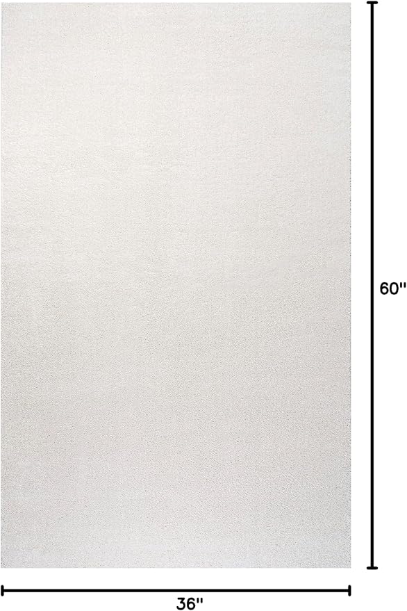 Eyely UES100T-3 Supersoft Haze Solid Low-Pile Indoor Area Rug Casual;Contemporary;Solid;Traditional, Bedroom, Kitchen, Living Room, Easy-Cleaning, Non-Shedding, 3 X 5, Cream