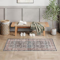 Dripex Vintage Washable Area Rug - 2x4 Indoor Door Mat Oriental Medallion Accent Throw Rug Distressed Foldable Non-Slip Low-Pile Bathroom Kitchen Rug for Entryway Laundry Room Living Room Bedroom