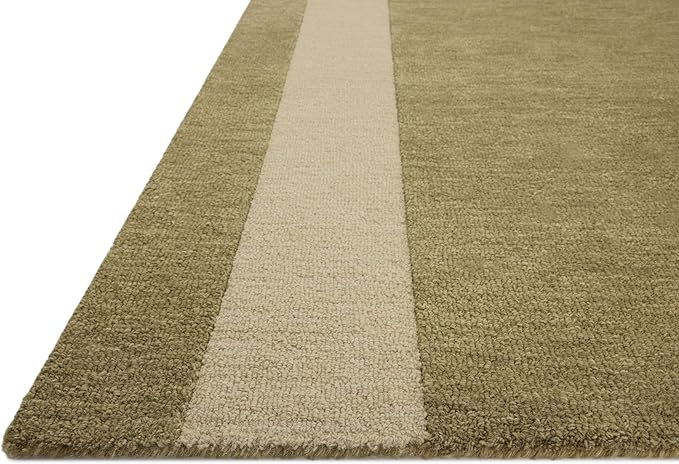 Loloi Leanne Ford Craven Collection CVN-01 Light Olive/Oatmeal 3'-6" x 5'-6" Accent Rug Geometrical, Patterned, Neutral, Entryway, Mudroom, Bathroom, and Kitchen