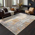 Toneed Abstract Area Rug Modern Washable Rug Soft Non Slip Rug Low Pile for Bedroom Living Room Dining Room Camel 4x6 Feet