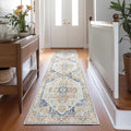 jinchan Kelda Runner Rug 2x7 Hallway Rug Washable Runner Vintage Mat Retro Print Lightweight Non-Slip Floor Cover Distressed Thin Carpet for Entryway Bathroom Bedroom Laundry Room Stairway Orange
