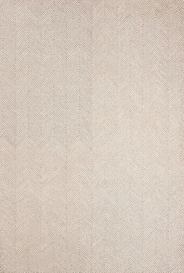 Modern Herringbone Chevron Collection Handcrafted Wool Area Rug - Durable, Zigzag Pattern, for High Traffic, Contemporary Design for Living Room, Bedroom, Dining Room Decor (Sand Beige, 8' x 11')