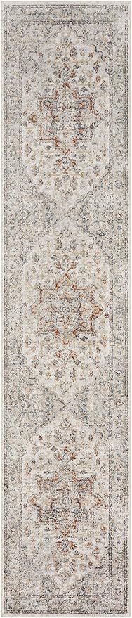 Nourison Home Astra Machine Washable Grey Multicolor 2'2" x 8' Area Rug - Easy Clean, Non Shedding, Bed Room, Living Room, Dining Room, Kitchen (8' Runner)