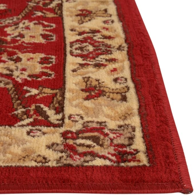 Rugs.com Yasmin Collection Rug – 16 Ft Runner Burgundy Medium Rug Perfect for Hallways, Entryways