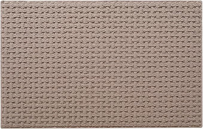 LUMI Washable Door Mat Indoor Entrance 24x36, Dirt Trapper Front Door Mats with Absorbent Interior and Non-Slip Rubber Backing, Entryway Doormat, Beige
