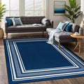 Beverly Rug Non Slip Area Rugs 8x10 Modern Bordered Non Skid Rubber Backing Soft Area Rug for Living Dining Room Easy to Clean Non Shedding Kitchen Bedroom Indoor Carpet 8 x 10 Navy