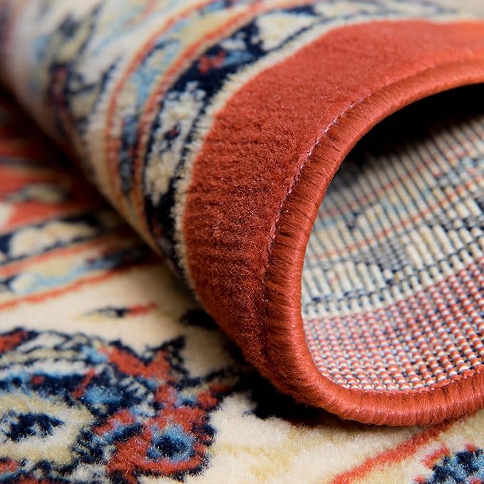 Rugs.com Yasmin Collection Rug – 8 Ft Square Terracotta Medium Rug Perfect for Living Rooms, Kitchens, Entryways