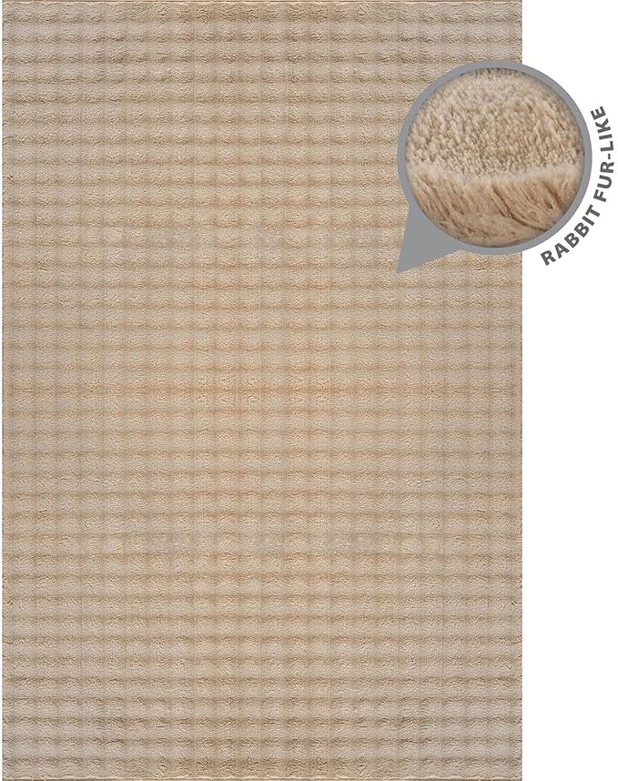 CAMILSON Modern Beige Non Slip Rug 4x6 Ultra Soft High Pile Area Rugs Non Skid Rubber Backing Durable & Easy to Clean Carpet for Living Room Bedroom Kids Room Indoor Use (4 x 6 Beige)