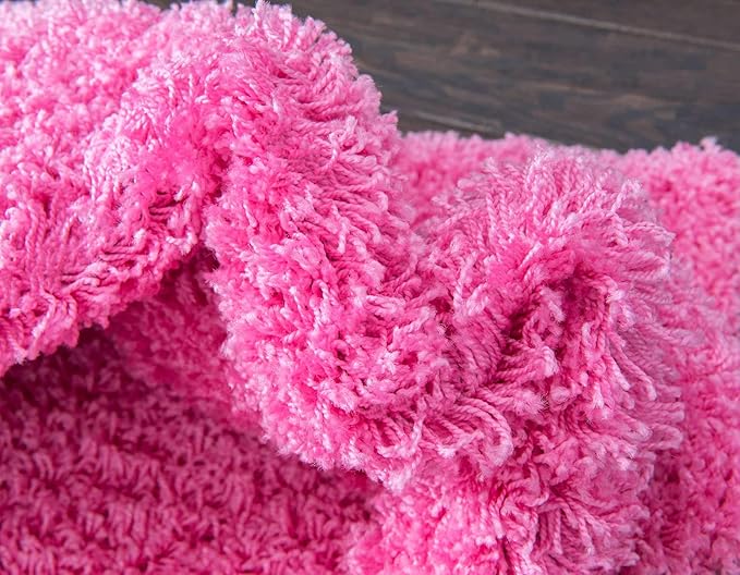 Unique Loom Solid Shag Collection Area Rug (2' 6" x 13' 1" Runner, Taffy Pink)
