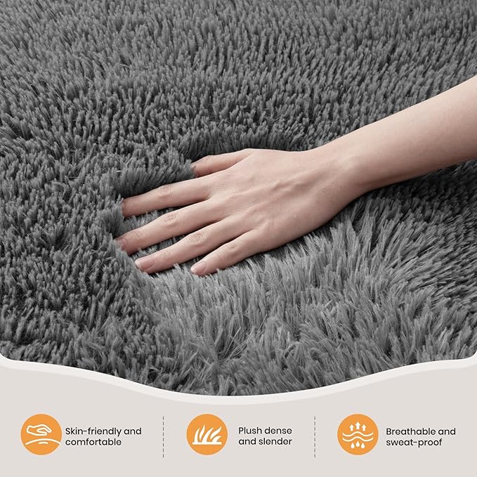 Zentavio Area Rugs for Living Room Grey Rugs for Bedroom Large Big 9x12 Carpet Fluffy Furry Soft Shag Aesthetic Plush High Pile Gray Rug for Nursery Kids Room Dorm