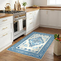 SOULFUL Medium Pile 3x5 Area Rug - Soft Foot Feel Small Entryway Rug - Blue Boho Floral - Washable Non-Slip - Perfect for Living Room Bedroom Foot Kids Room Reading Nook