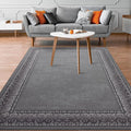 Antep Rugs Alfombras Bordered Modern 8x10 Non-Slip (Non-Skid) Low Pile Rubber Backing Indoor Area Rug (Gray, 7'10" x 10')