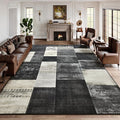 DweIke Large Modern Washable Area Rugs 8x10, Living Room Rug Non-Slip and Non-Shedding Large Rugs for Bedroom, Low Pile Indoor Rubber Backed Carpets for Dining Office Home Decor, Black and White