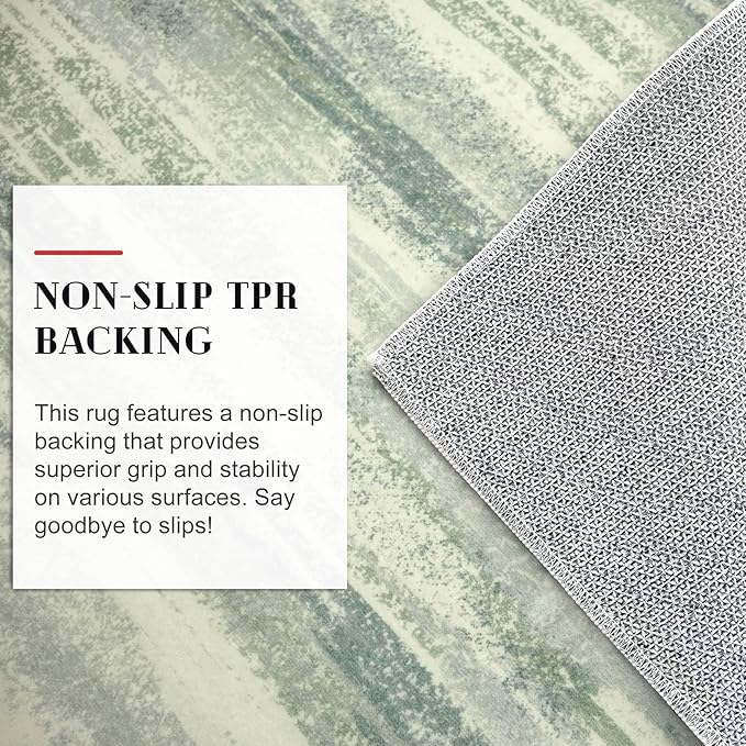 Modern Abstract Runner Rug 2x5, Sage Green Grey Washable Kitchen Runner Entryway Rug Mat Non-Slip Soft Hallway Rug Runner Thin Print Faux Wool Carpet for Bedroom Laundry Room Indoor