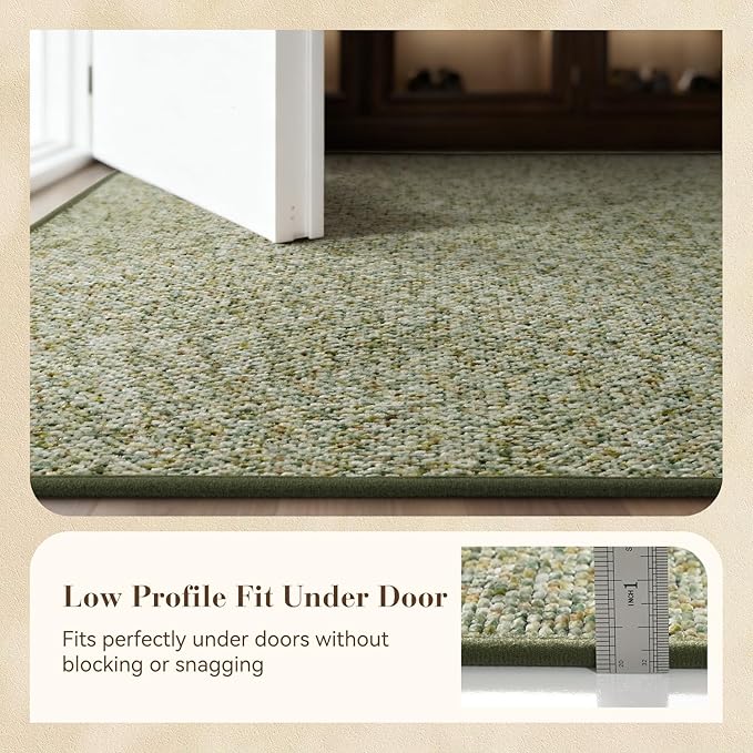 MontVoo Door Mat Indoor Entrance Doormat, Absorbent Durable Rubber Non Slip Front Door Mat for Inside Entry Entryway Dirt Trapper Welcome Mat, Green 32''x48''