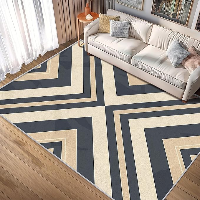 Modern Geometric Rug Small, Washable 2x3 Throw Rug for Entryway, Herringbone Chevron Patterned Indoor Door Mat, Modern Geometric Decor for Home, Bedroom, Soft Non Slip Thin Design FER72