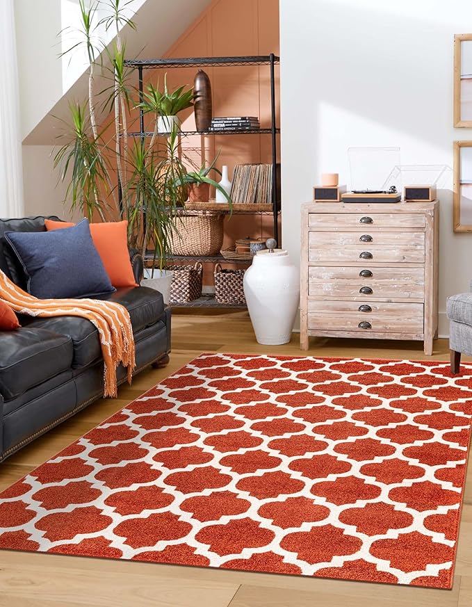 Rugs.com Lattice Collection Rug – 5x8 Light Terracotta Medium-Pile Rug Perfect for Bedrooms, Dining Rooms, Living Rooms